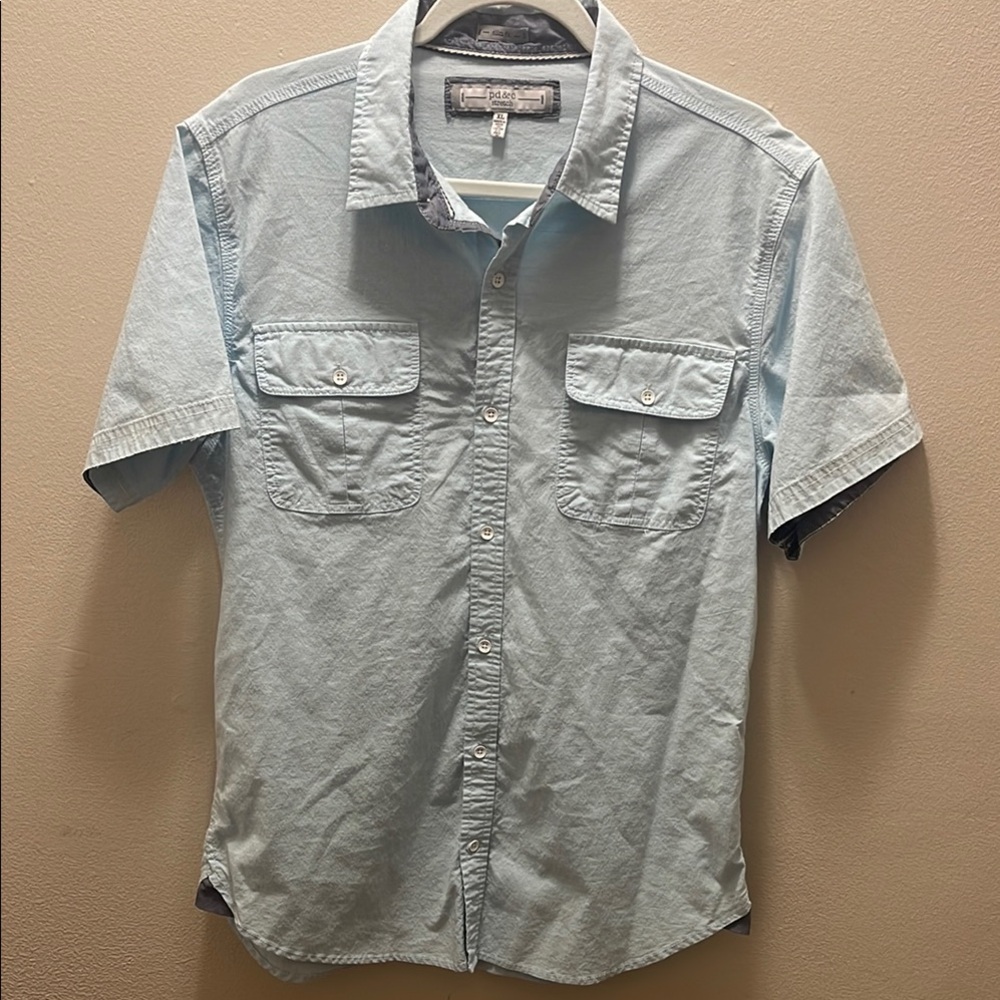 PD&C Blue Casual Button Down Shirt